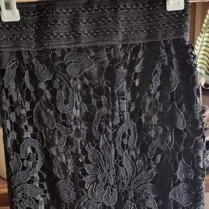 Black lace pencil skirt